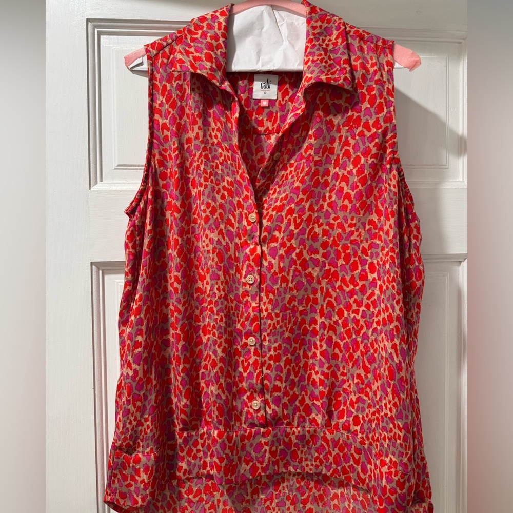 Sleeveless Chiffon animal print blouse from CaBi